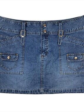 Vintage Y2K Arizona Jeans Company Denim Chambray Cargo Mini Skirt Size 11